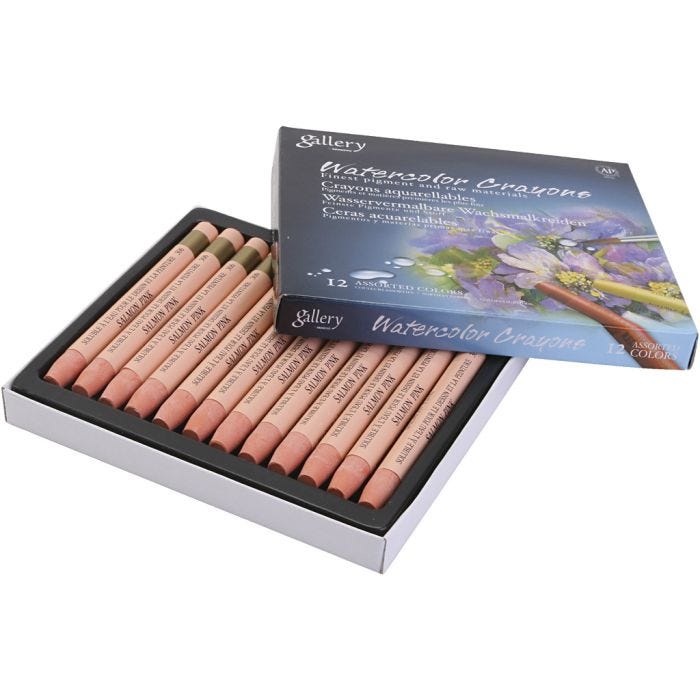 Pastels à la cire aquarellables, saumon, 12 pièces/ 1 Pq.