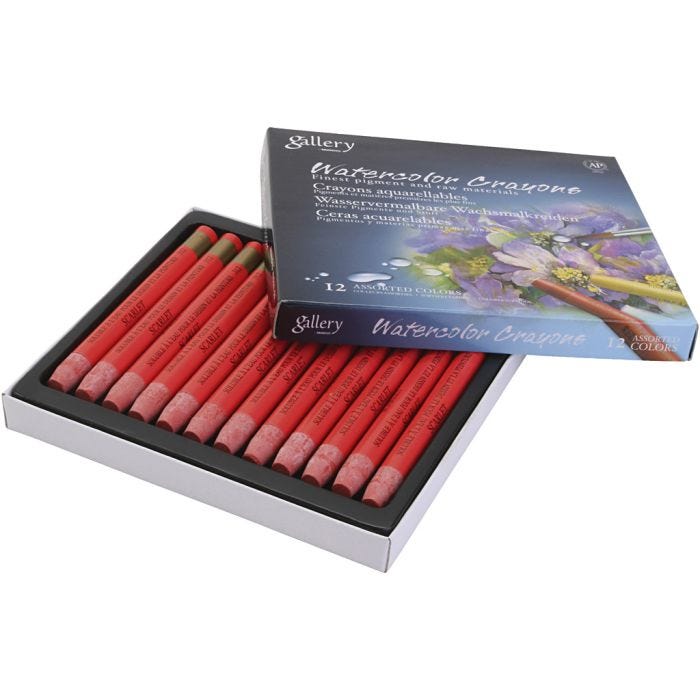 Pastels à la cire aquarellables, écarlate, 12 pièces/ 1 Pq.