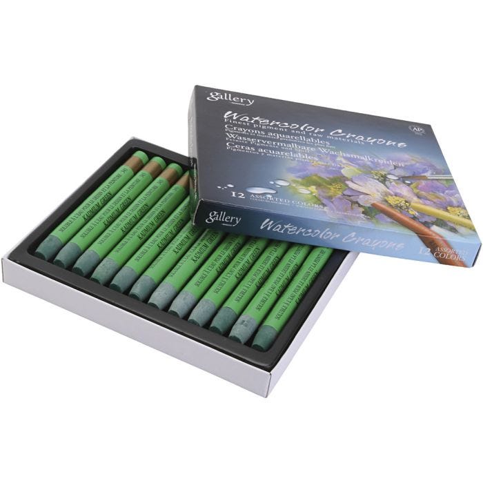 Pastels à la cire aquarellables, kadmium green (345), 12 pièces/ 1 Pq.