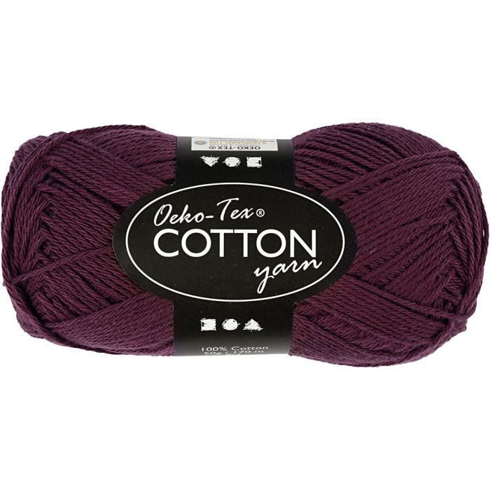 Fil de coton, dim. 8/4, L : 170 M, prune, 50 gr/ 1 boule
