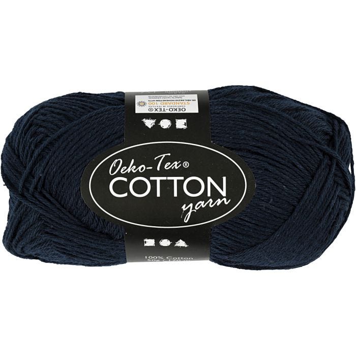 Fil de coton, dim. 8/4, L : 170 M, bleu foncé, 50 gr/ 1 boule