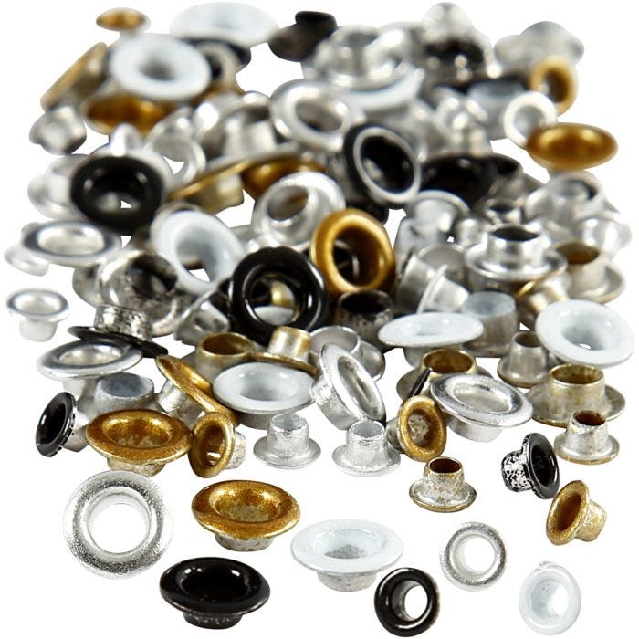 Oeillets, H : 2,9+3,15 mm, d 5+8 mm, diamètre intérieur 3,2+4,8 mm, 120 pièces/ 1 Pq.