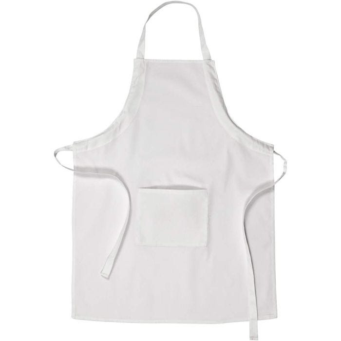 Tablier, L : 84 cm, L : 65 cm, dim. M-XL cm, 210 gr, blanc, 1 pièce