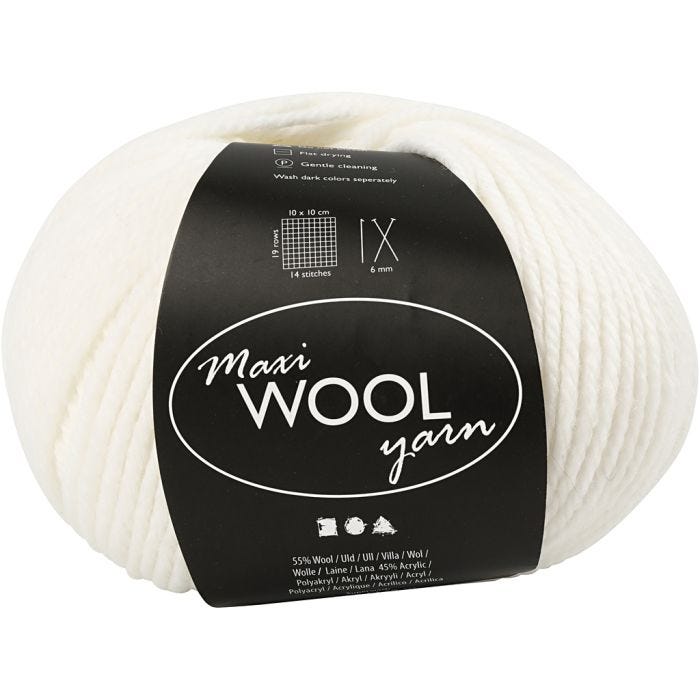 Pelotes de Laine, L : 125 M, blanc cassé, 100 gr/ 1 boule