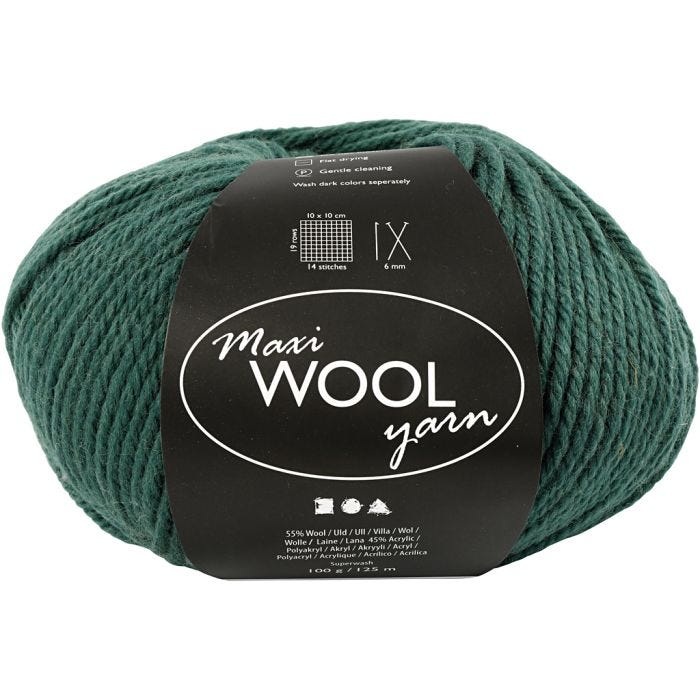 Pelotes de Laine, L : 125 M, vert, 100 gr/ 1 boule