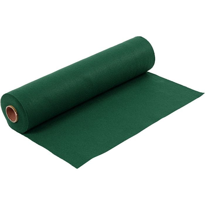 Feutrine synthétique, L : 45 cm, ép. 1,5 mm, 180-200 gr, vert foncé, 5 m/ 1 rouleau