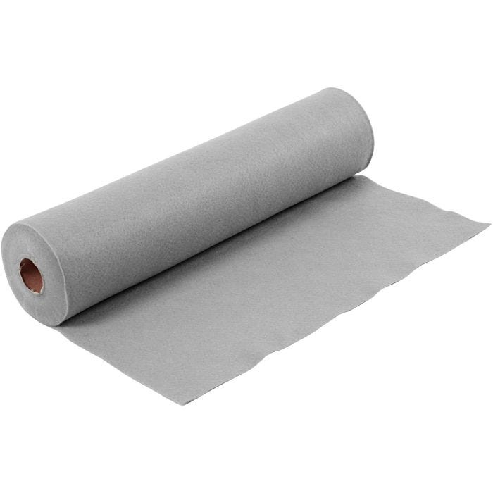 Feutrine synthétique, L : 45 cm, ép. 1,5 mm, 180-200 gr, gris, 5 m/ 1 rouleau