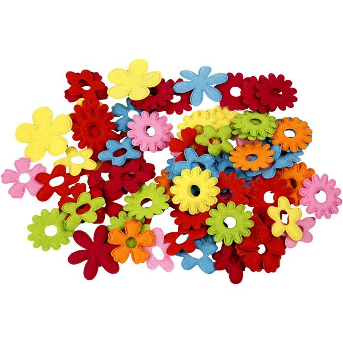 Fleurs en feutre, dim. 35x45 mm, ép. 1,2 mm, 135 pièces/ 1 Pq.