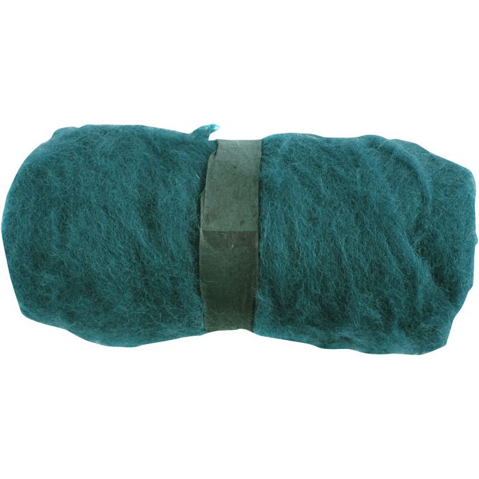 Pelote de Laine Cardée, vert, 100 gr/ 1 boule