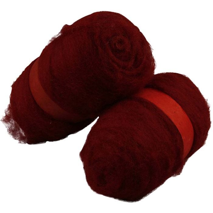 Pelote de Laine Cardée, warm red, 2x100 gr/ 1 Pq.