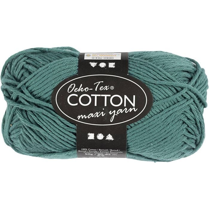 Pelote de fil de coton, dim. 8/8, L : 80-85 M, pétrole, 50 gr/ 1 boule
