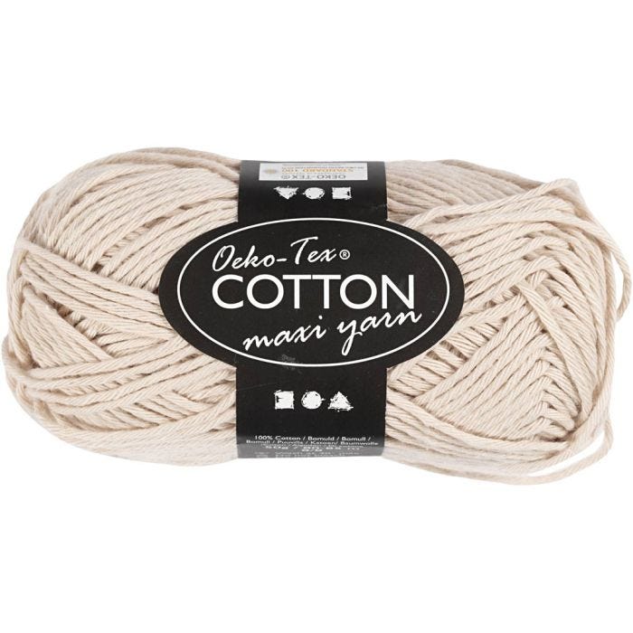 Pelote de fil de coton, dim. 8/8, L : 80-85 M, sable, 50 gr/ 1 boule