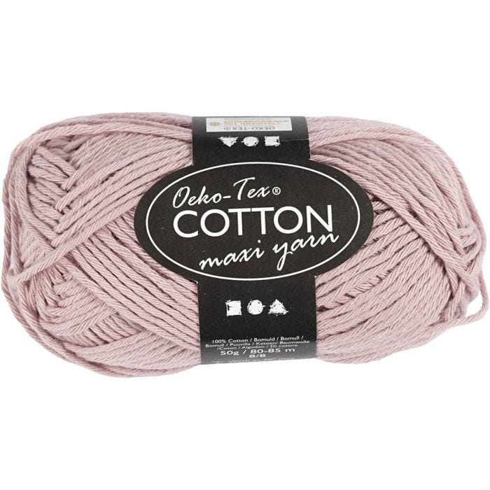 Pelote de fil de coton, dim. 8/8, L : 80-85 M, lavande, 50 gr/ 1 boule