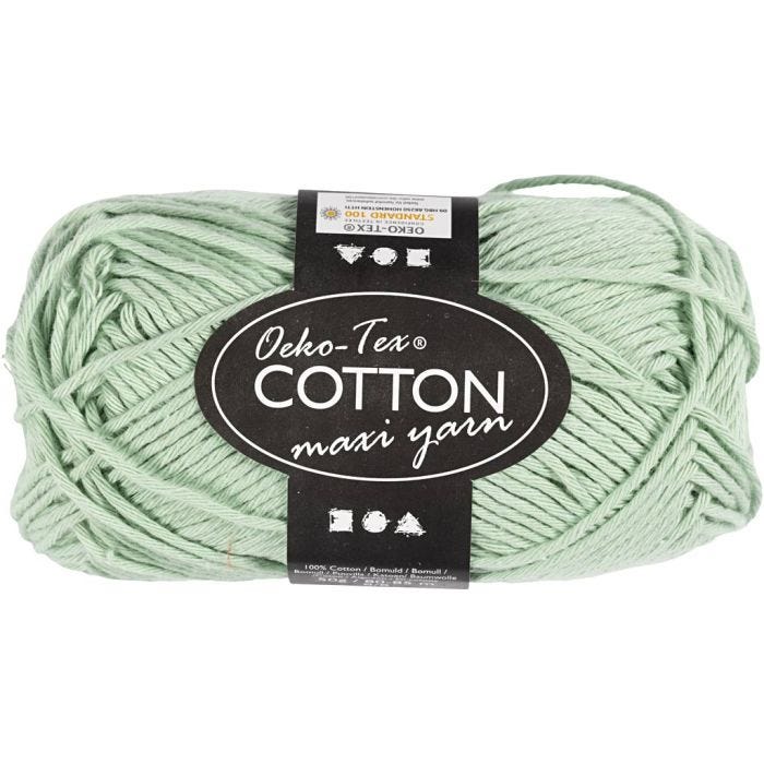 Pelote de fil de coton, dim. 8/8, L : 80-85 M, vert menthe, 50 gr/ 1 boule
