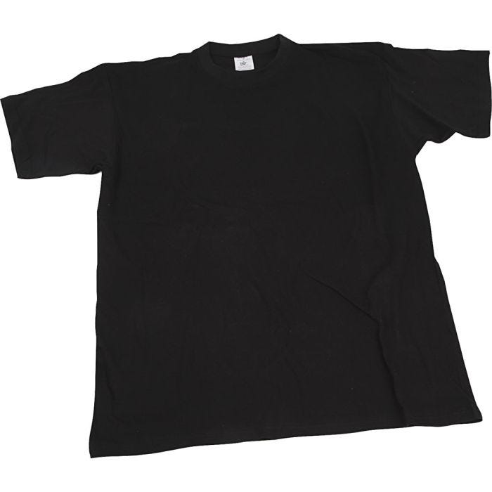 T-shirts, L : 48 cm, dim. small, col rond, 145 gr, noir, 1 pièce