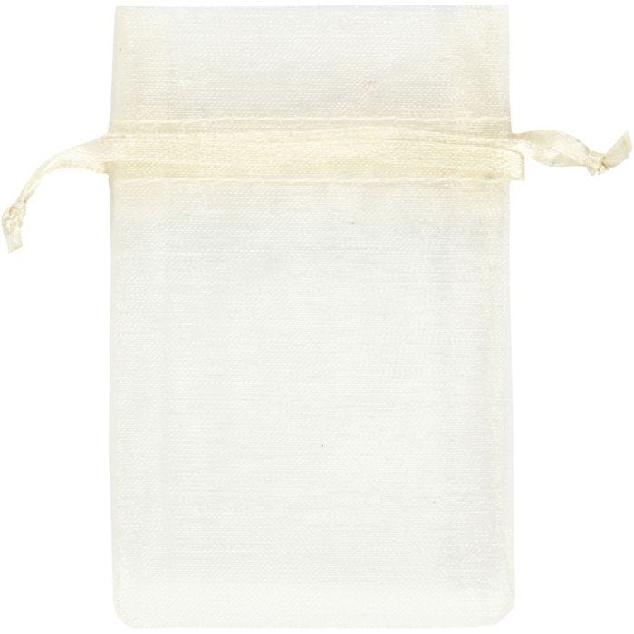 Sacs en organza, 7x10 cm, blanc cassé, 10pièces/ 1 Pq.
