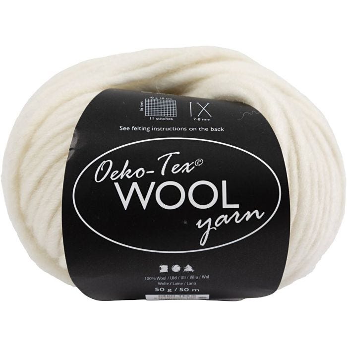 Pelotes de laine, L : 50 M, blanc cassé, 50 gr/ 1 boule