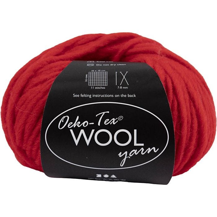 Pelotes de laine, L : 50 M, rouge, 50 gr/ 1 boule
