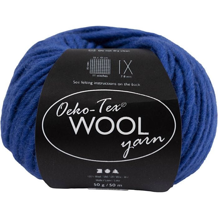 Pelotes de laine, L : 50 M, bleu, 50 gr/ 1 boule