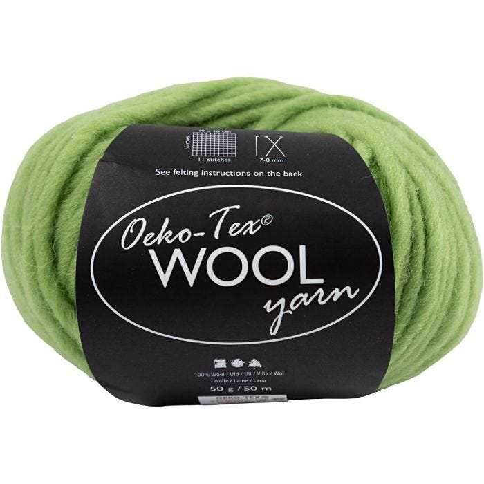 Pelotes de laine, L : 50 M, vert citron, 50 gr/ 1 boule