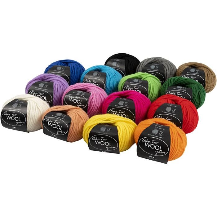Pelotes de laine, L : 50 M, 15x50 gr/ 1 boule
