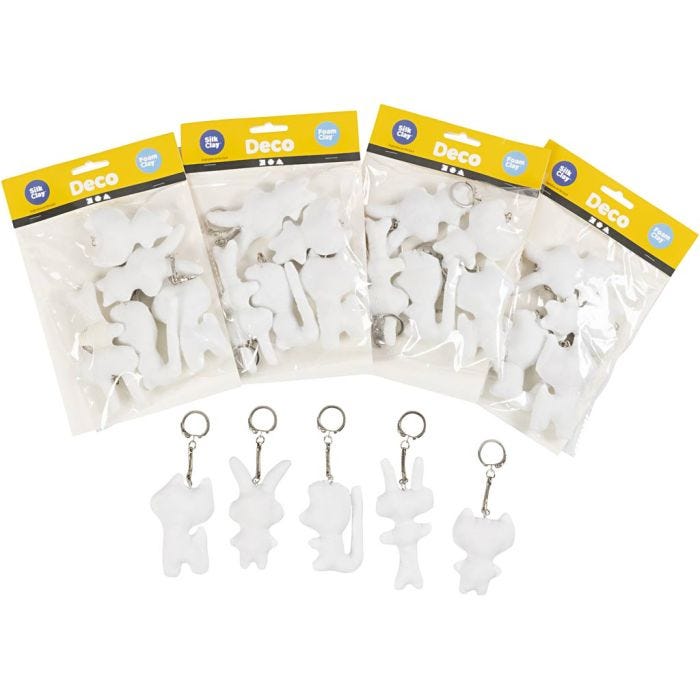 Figurines en tissu avec porte-clés, H: 6-10 cm, 25 pièce/ 1 Pq.