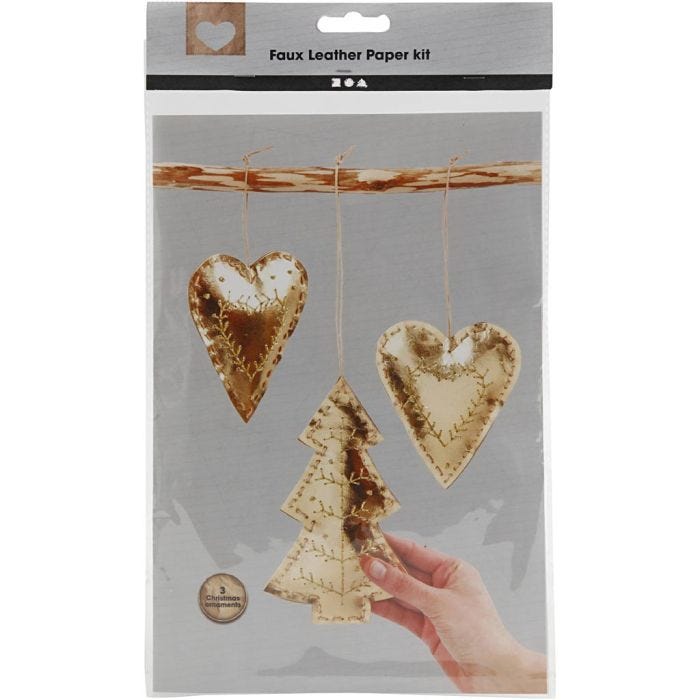Décorations de Noël en papier imitation cuir, 0,55 mm, or, 1 set