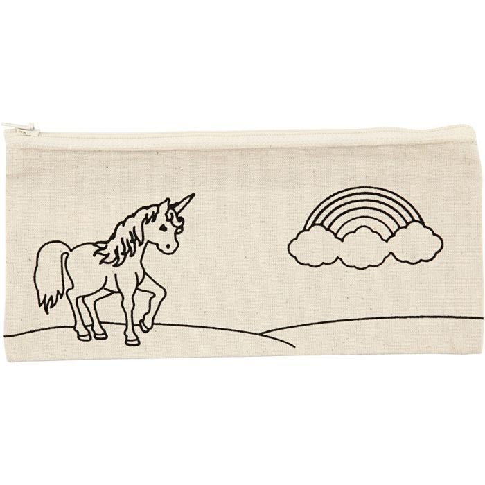 Trousse, licorne, dim. 21x9 cm, 245 gr, naturel clair, 1 pièce