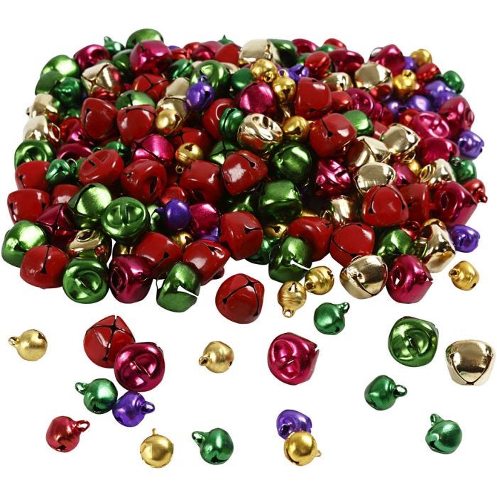 Grelots, d 10+14 mm, couleurs métalliques, 320 ass./ 1 Pq.
