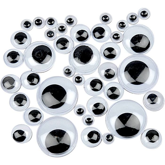 Yeux Mobiles, Non autocollants, d 4-20 mm, 1100 ass./ 1 Pq.