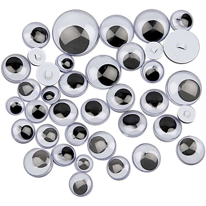 Yeux Loucheurs, coudre, pour couture, d 8-20 mm, 250 ass./ 1 Pq.