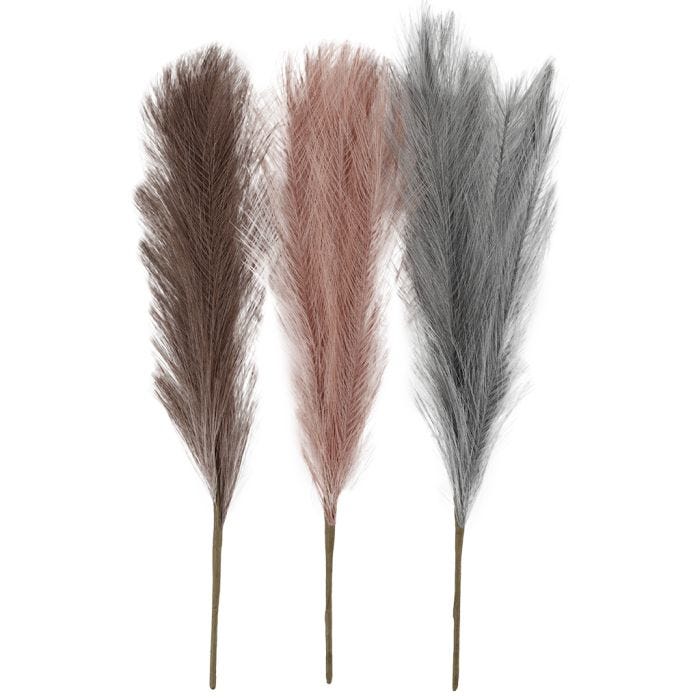 Herbe de la pampa, L : 50 cm, dusty blue, violet givré, rose antique, 3 pièces/ 1 boule