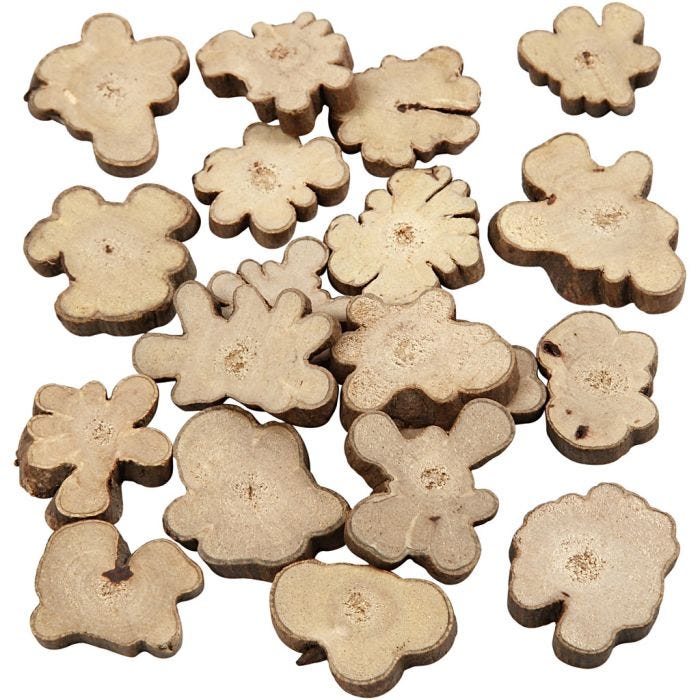 Mélange de bois, dim. 15-40 mm, ép. 5 mm, 230 gr/ 1 Pq.