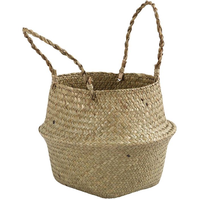 Panier en jonc de mer, H : 13/24 cm, d 27 cm, 1 pièce