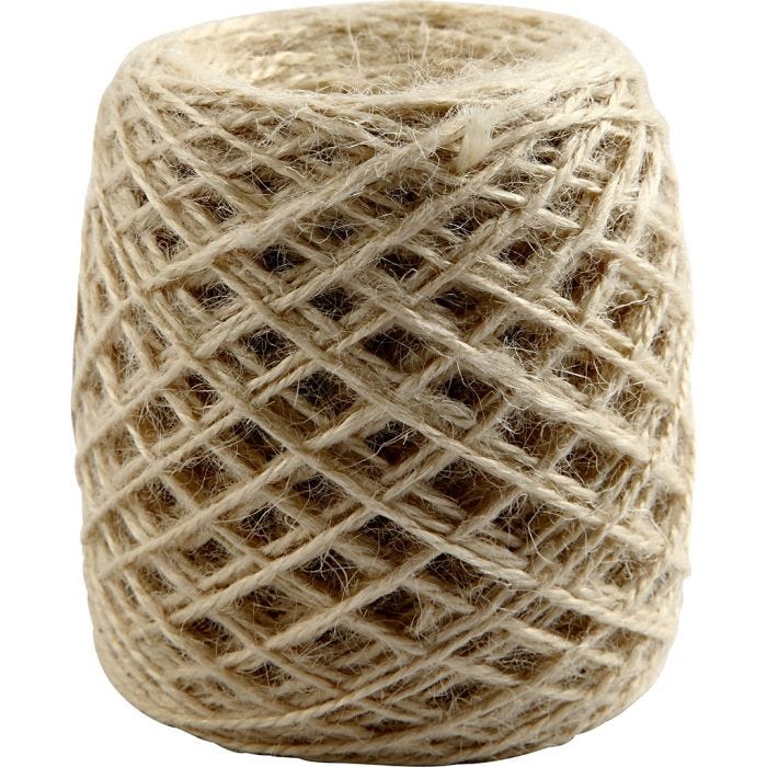Chanvre naturel, ép. 1-2 mm, naturel, 150 m/ 1 rouleau