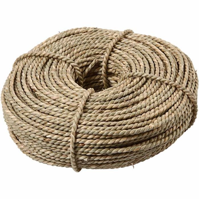 Ficelle de plantes de mer, ép. 2,8-3 mm, beige, 500 gr/ 1 boule