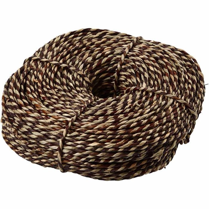 Ficelle de plantes de mer, ép. 3,5-4 mm, brun, 500 gr/ 1 boule