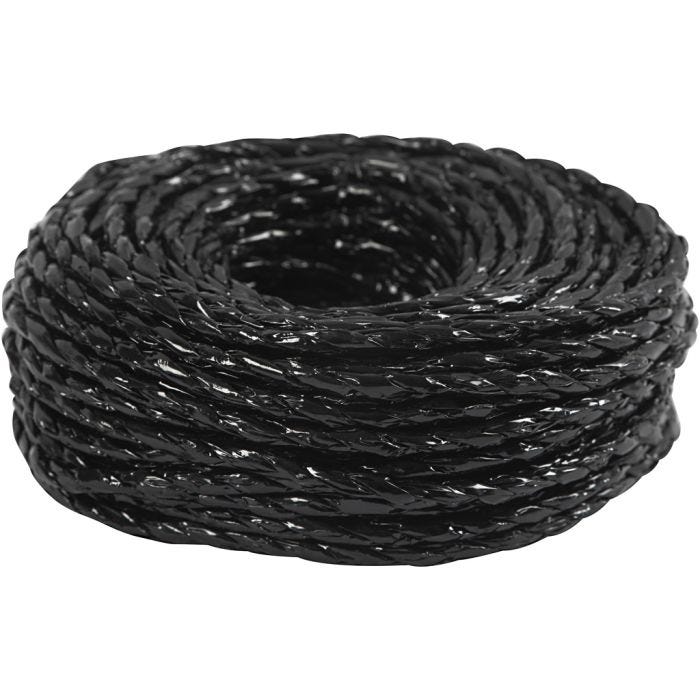Ficelle de Papier, ép. 3,5-4 mm, noir, 25 m/ 1 rouleau