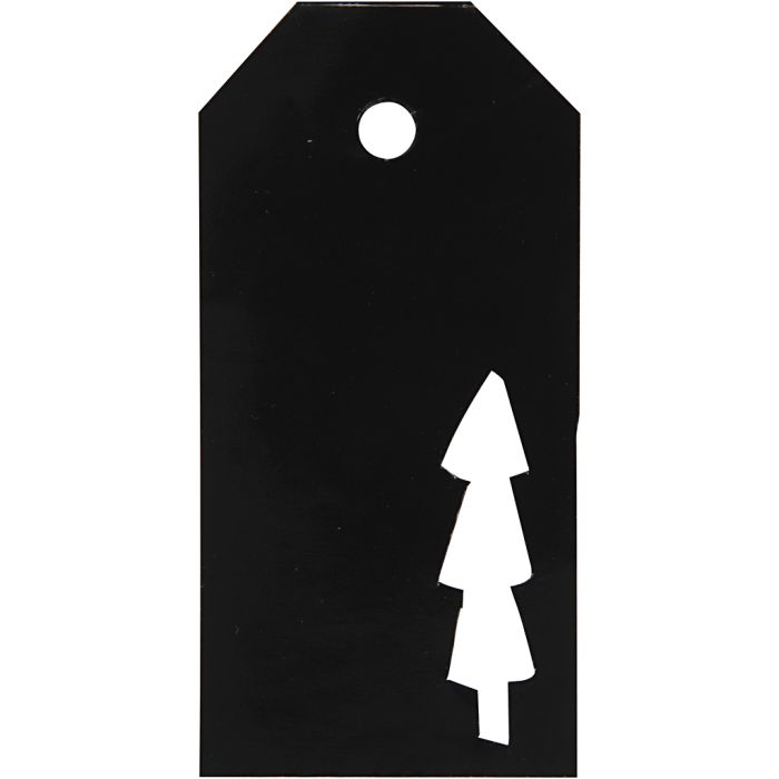 Étiquettes cadeau, dim. 5x10 cm, 300 gr, noir, 15 pièces/ 1 Pq.