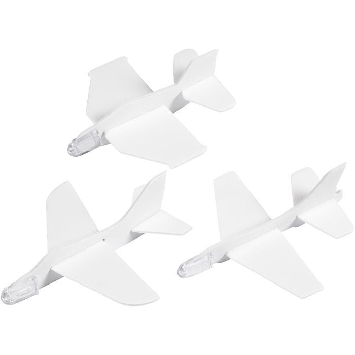 avions, L : 11,5-12,5 cm, L : 11-12 cm, blanc, 3 pièces/ 1 Pq.