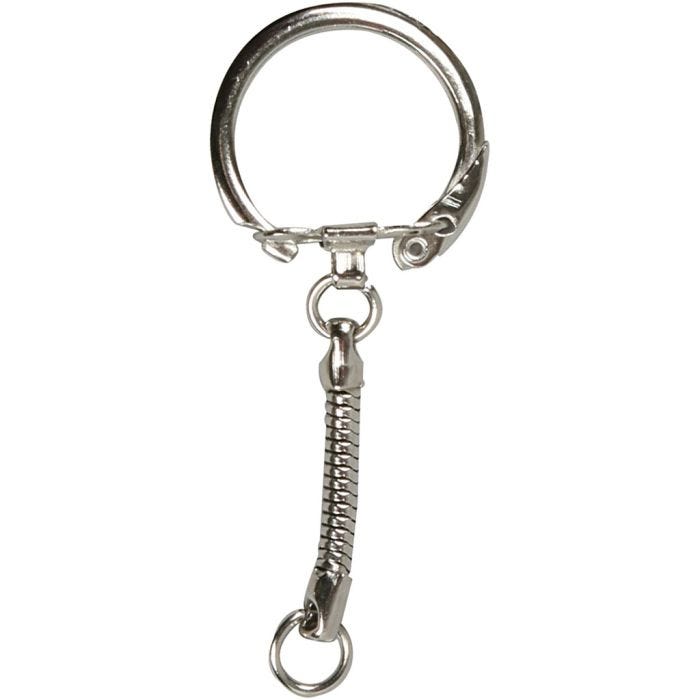 Porte-clés avec chaîne, L : 6 cm, d 2,3 cm, 25 pièces/ 1 Pq.