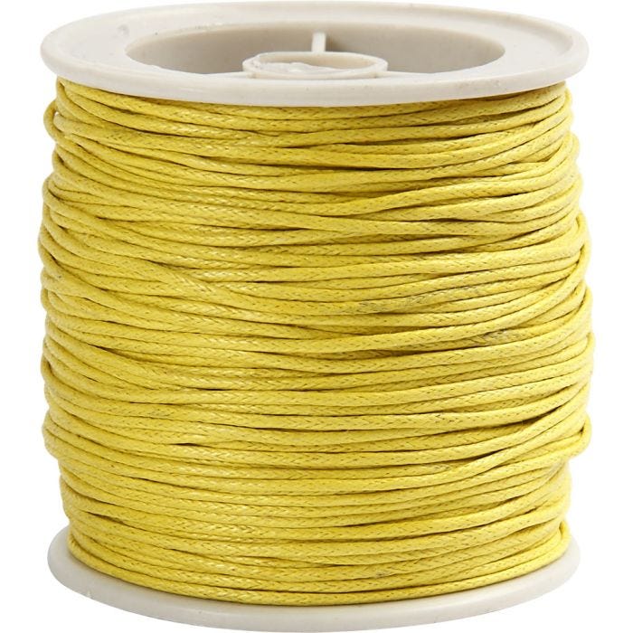 Ficelle de coton, ép. 1 mm, jaune, 40 m/ 1 rouleau