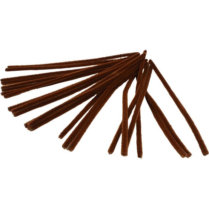 Fil chenille, L : 30 cm, ép. 9 mm, brun, 25 pièces/ 1 Pq.