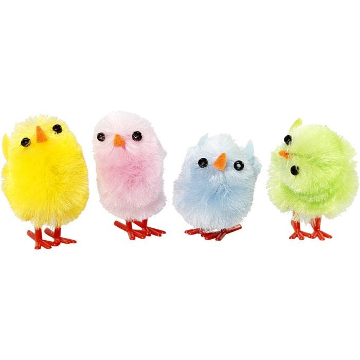 Poussins de Pâques, H : 30 mm, couleurs pastel, 12 pièces/ 1 Pq.