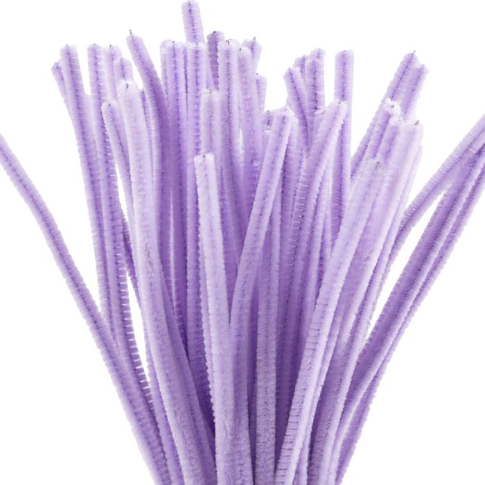 Fil chenille, L : 30 cm, ép. 6 mm, violet, 50 pièces/ 1 Pq.
