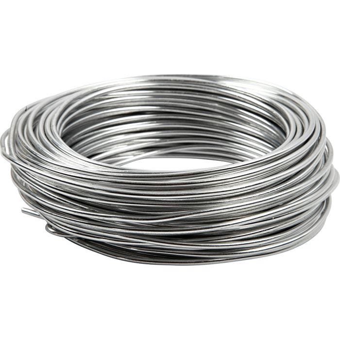 Fil d'aluminium, rond, ép. 3 mm, argent, 29 m/ 1 rouleau