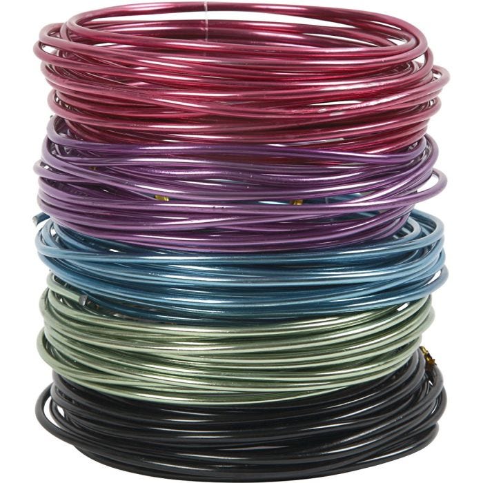 Fil d'aluminium, ép. 3 mm, ass. de couleurs, 5x5 m/ 1 Pq.