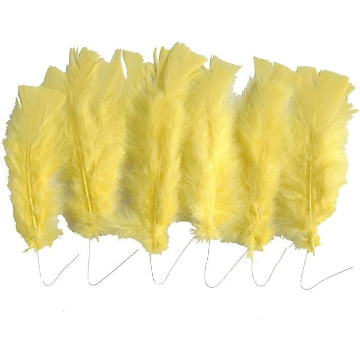 Plumes, L : 11-17 cm, jaune, 18 boule/ 1 Pq.