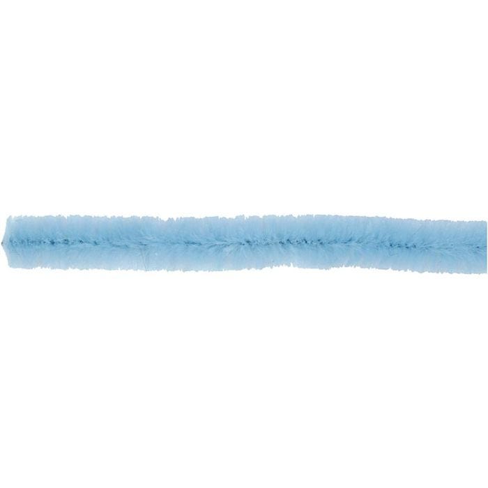 Fil chenille, L : 30 cm, ép. 9 mm, bleu, 25 pièces/ 1 Pq.