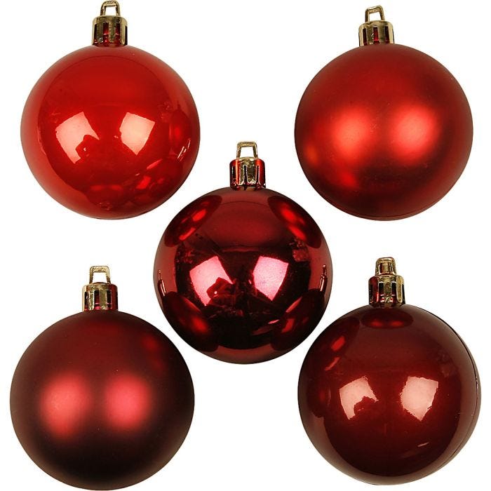 Boules de Noël, d 6 cm, harmonie de rouges, 20 pièces/ 1 Pq.